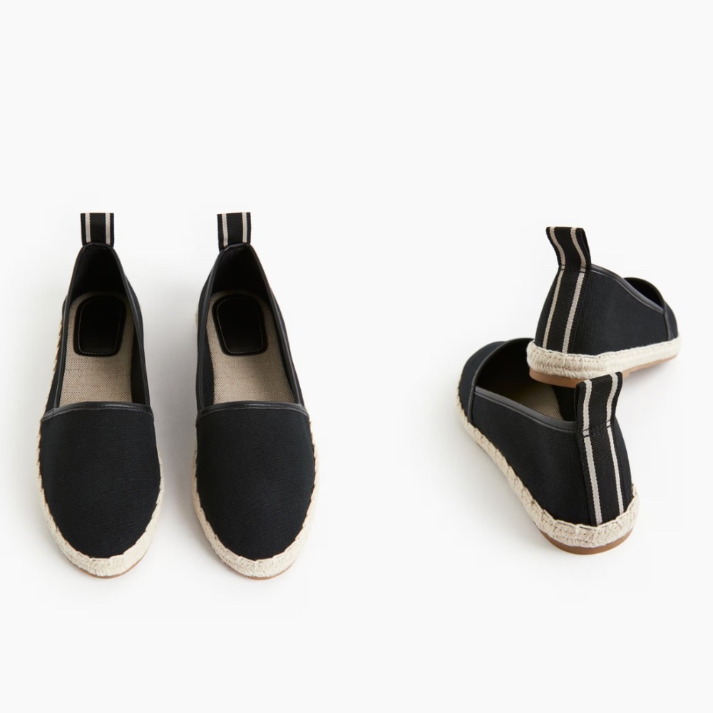H&M Canvas Espadrilles – Black – Size 7 (Fits Like 7.5) – New With Tags
